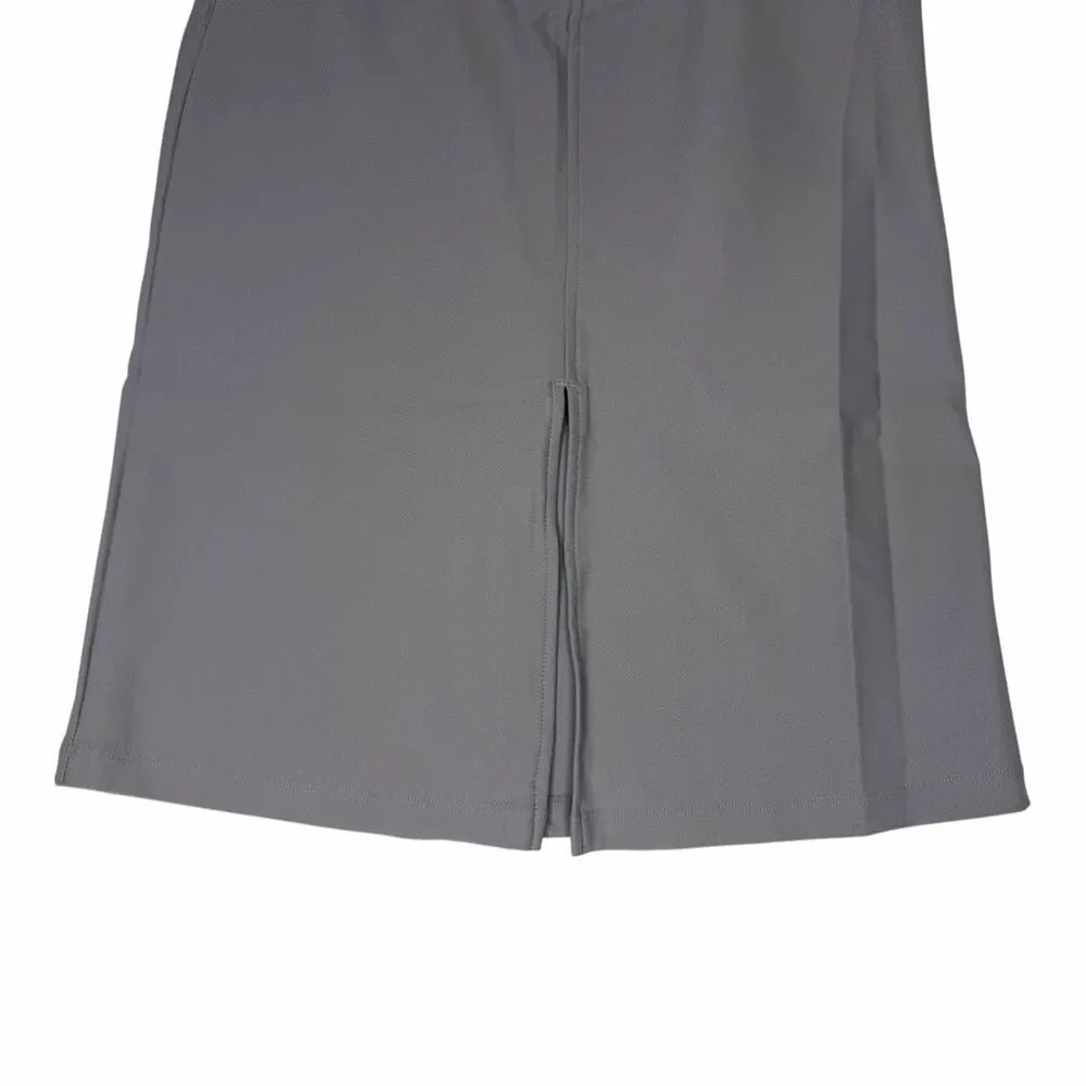 NEW Halara XS Gray High Waist Front Slit Stretch Midi Skirt Pockets